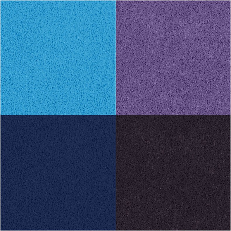 Stempelpude, H: 2 cm, str. 3,5x3,5 cm, bl&aring;, himmelbl&aring;, lilla, violet, 4 stk./ 1 pk.