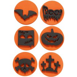 Skumstempler, halloween, diam. 7,5 cm, tykkelse 2,5 cm, 6 stk./ 1 pk.