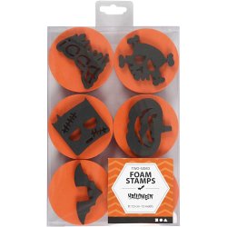 Skumstempler, halloween, diam. 7,5 cm, tykkelse 2,5 cm, 6 stk./ 1 pk.