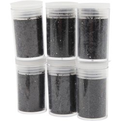 Glitter og Pailletter, sort, 6x5 g/ 1 pk.