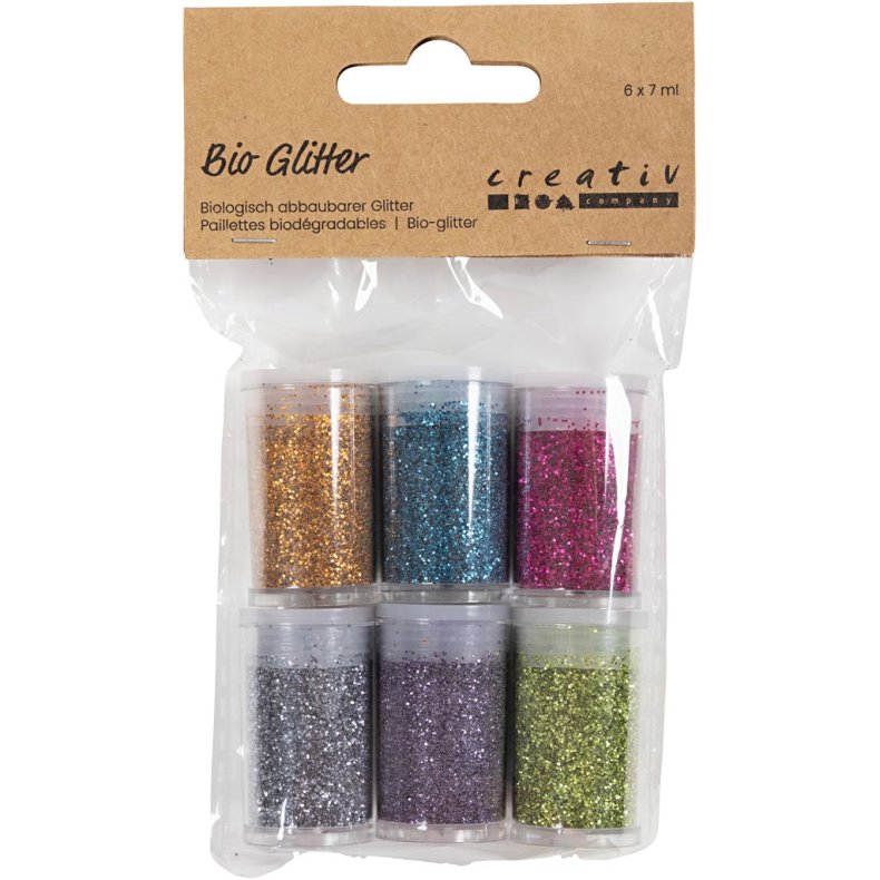 Bio-glimmer, ass. farver, 6x7 ml/ 1 pk.