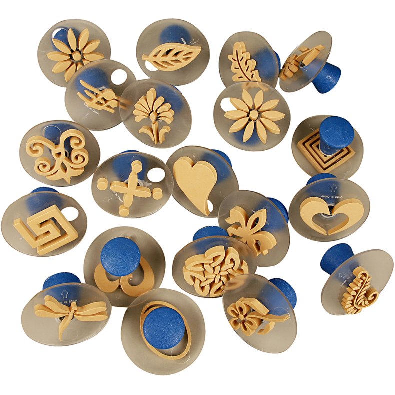 Skumstempler med h&aring;ndtag, str. 3-6 cm, 20 stk./ 1 pk.