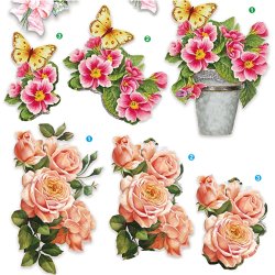 3D Motiver, blomster, ark 21x30 cm, 4 ark/ 1 pk.