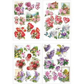 3D Motiver, blomster og sommerfugle, ark 21x30 cm, 4 ark/ 1 pk.