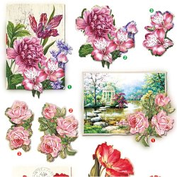 3D Motiver, blomster og sommerfugle, ark 21x30 cm, 4 ark/ 1 pk.