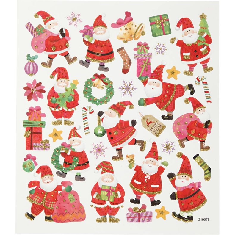 Stickers, julemand i hopla, ark 15x16,5 cm, 1 ark