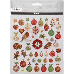 Stickers, julekugler og pynt, ark 15x16,5 cm, 1 ark