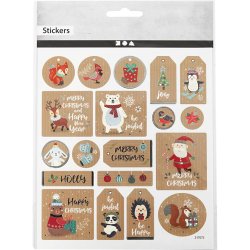 Stickers, julem&aelig;rkater, ark 15x16,5 cm, 1 ark