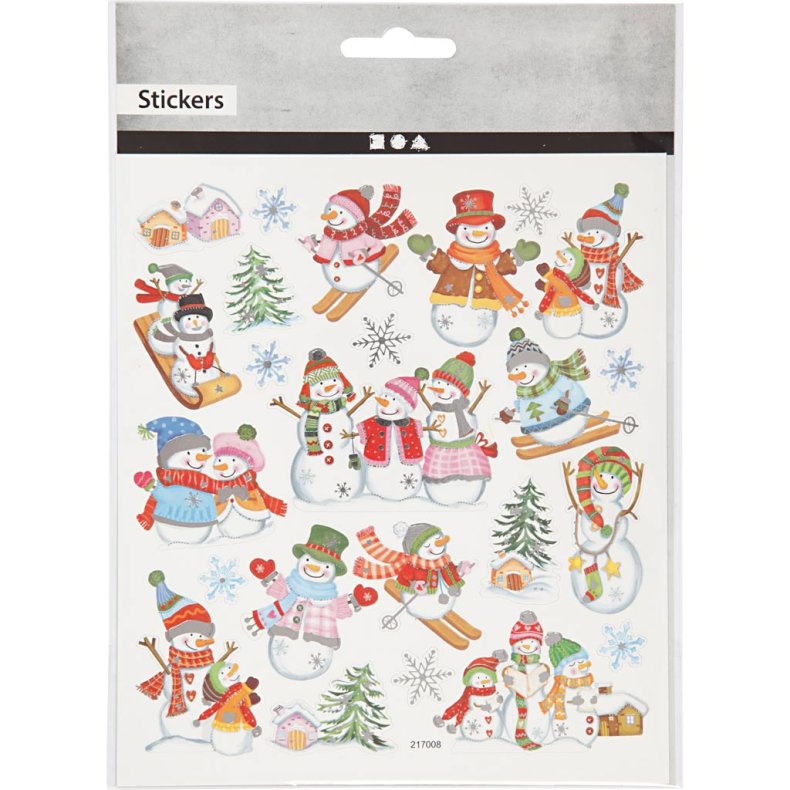 Stickers, snem&aelig;nd p&aring; ski, ark 15x16,5 cm, 1 ark