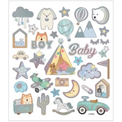 Stickers, baby boy, ark 15x16,5 cm, ca. 32 stk., 1 ark