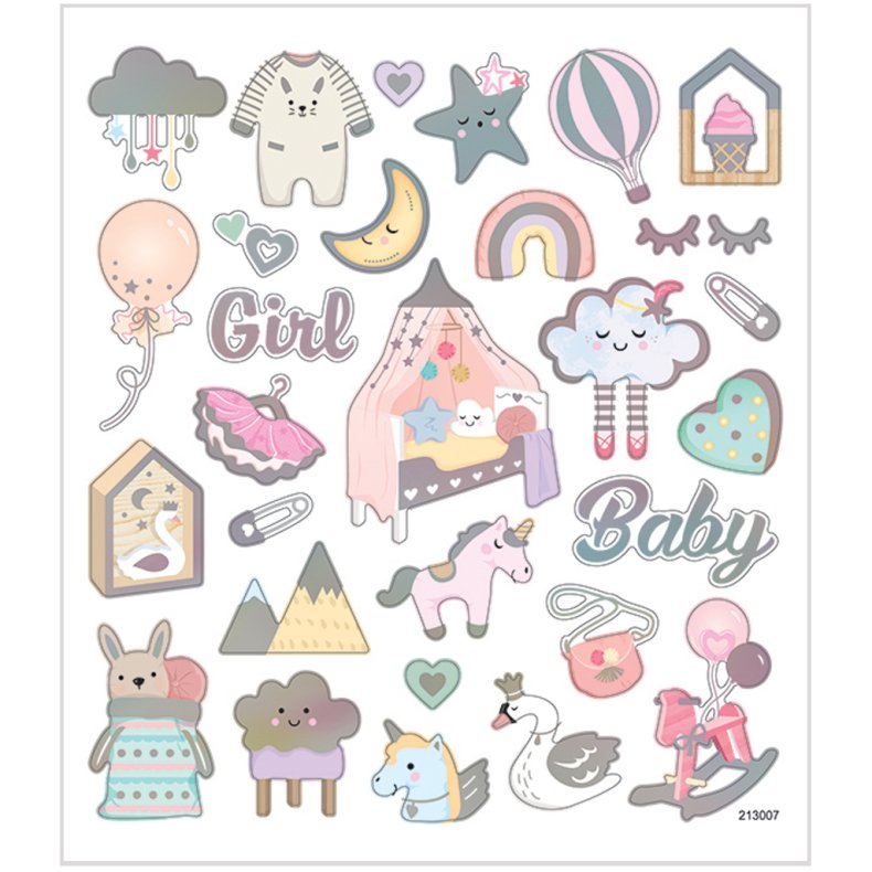 Stickers, baby girl, 15x16,5 cm, 1 ark