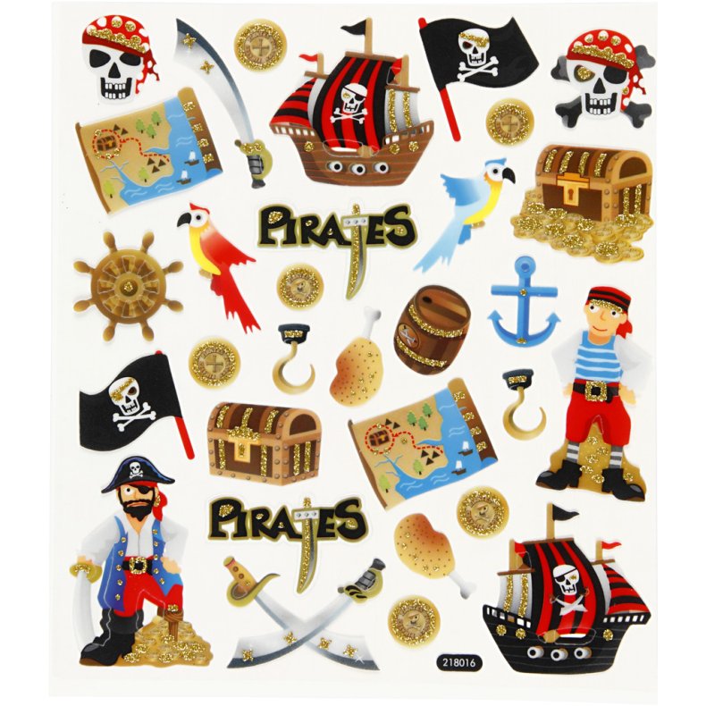 Stickers, pirater, 15x16,5 cm, 1 ark