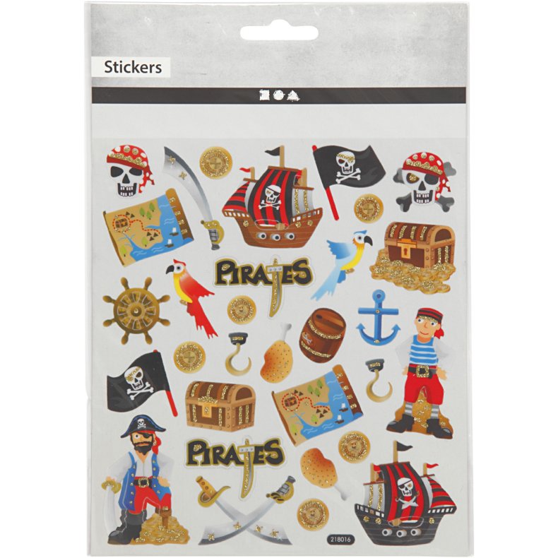 Stickers, pirater, ark 15x16,5 cm, 1 ark