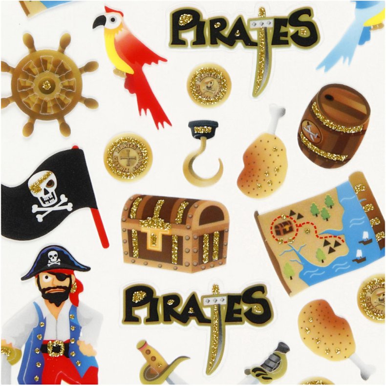 Stickers, pirater, ark 15x16,5 cm, 1 ark