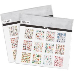 Stickersh&aelig;fte, jul, ark 15x16,5 cm, 2x12 ark/ 1 pk.