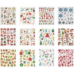 Stickersh&aelig;fte, jul, ark 15x16,5 cm, ca. 584 stk., 12 ark/ 1 pk.