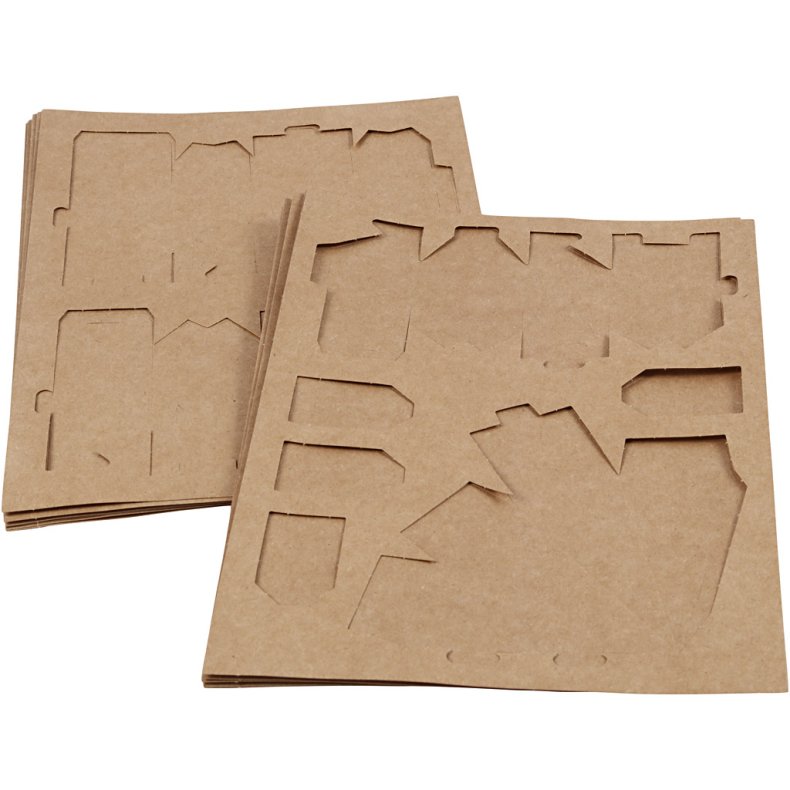 Udstansede huse og tr&aelig;er, H: 5,7-10 Cm cm, 1 s&aelig;t