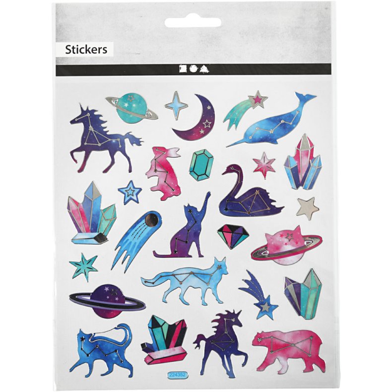 Stickers, Stjernebilleder, ark 15x16,5 cm, 1 ark