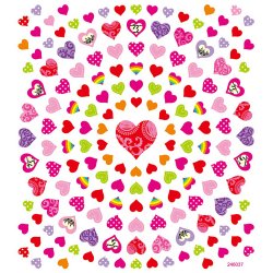 Stickers, sm&aring; hjerter, ark 15x16,5 cm, ca. 108 stk., 1 ark