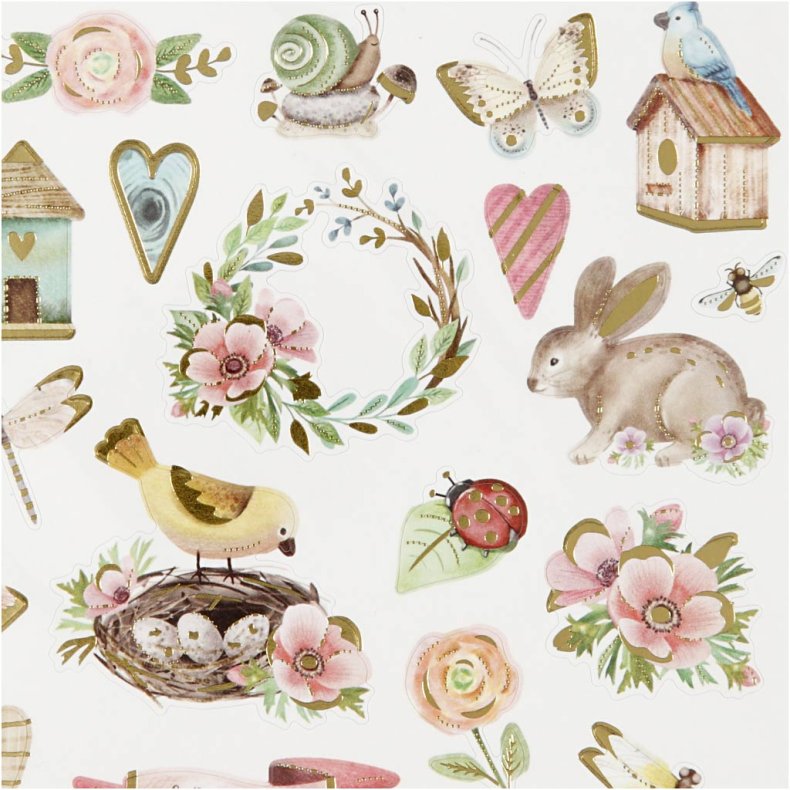 Stickers, for&aring;r og p&aring;ske, ark 15x16,5 cm, ca. 34 stk., 1 ark