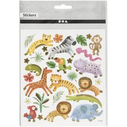Stickers, vilde dyr, ark 15x16,5 cm, 1 ark