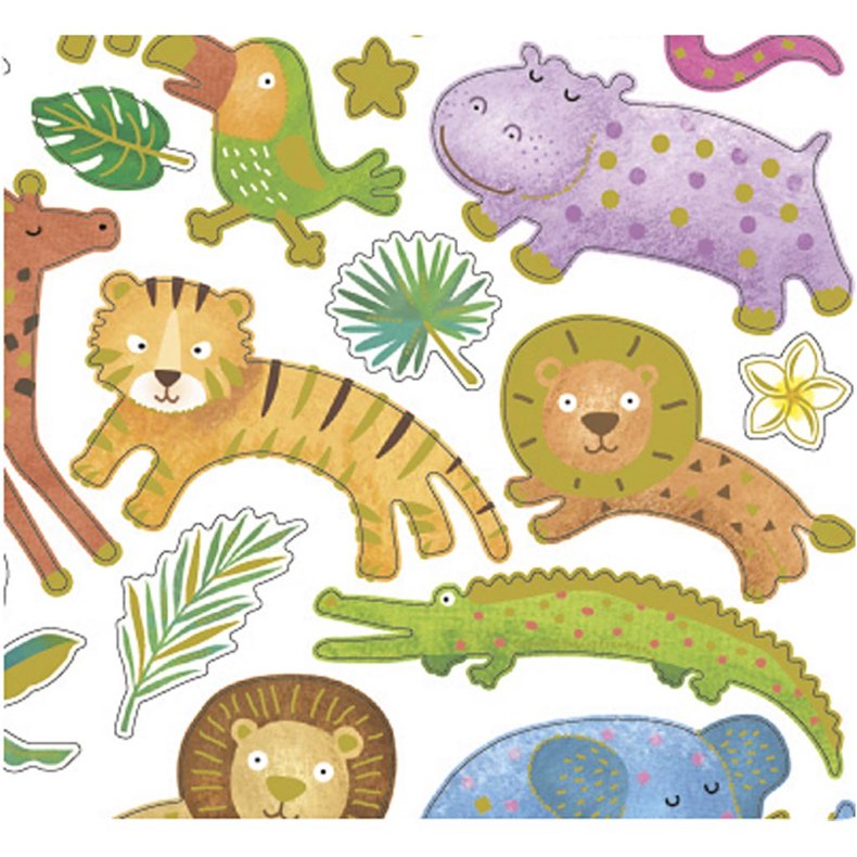 Stickers, vilde dyr, ark 15x16,5 cm, 1 ark