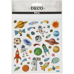 Stickers, rummet, ark 15x16,5 cm, ca. 41 stk., 1 ark