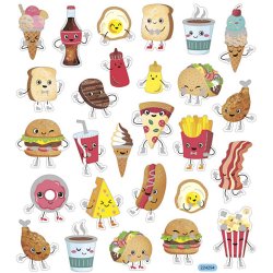 Stickers, fast food, ark 15x16,5 cm, 1 ark