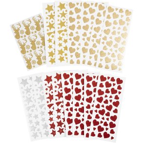Glitterstickers, ark 10x24+12x18,5 cm, 8 ark/ 1 pk.