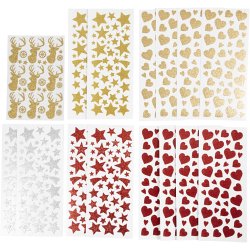 Glitterstickers, ark 10x24+12x18,5 cm, 8 ark/ 1 pk.