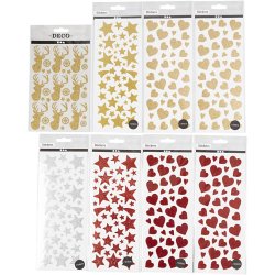Glitterstickers, ark 10x24+12x18,5 cm, 8 ark/ 1 pk.