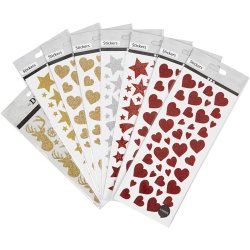 Glitterstickers, ark 10x24+12x18,5 cm, 8 ark/ 1 pk.