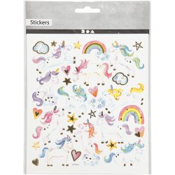 Stickers, enhj&oslash;rninge, ark 15x16,5 cm, 1 ark