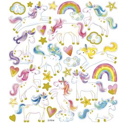 Stickers, enhj&oslash;rninge, ark 15x16,5 cm, 1 ark