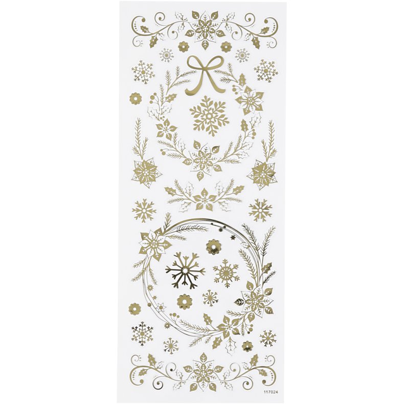 Stickers, julestjerner, ark 10x24 cm, guld, 1 ark