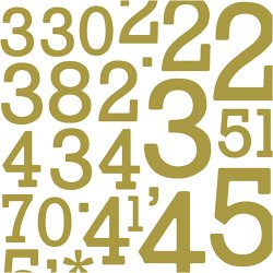 Glitterstickers, tal, ark 10x24 cm, guld, 2 ark/ 1 pk.