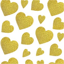 Glitterstickers, hjerter, ark 10x24 cm, ca. 84 stk., guld, 2 ark/ 1 pk.