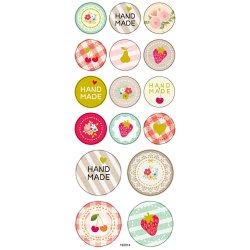 Stickers, handmade, ark 10x23 cm, ca. 16 stk., 1 ark