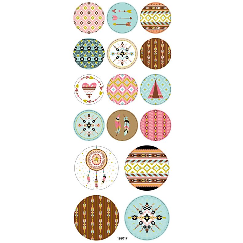 Stickers, indianer, ark 10x23 cm, ca. 16 stk., 1 ark