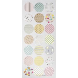 Stickers, pastel, ark 10x23 cm, ca. 21 stk., 1 ark