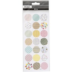 Stickers, pastel, ark 10x23 cm, ca. 21 stk., 1 ark
