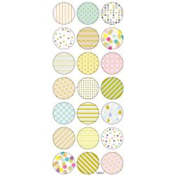 Stickers, pastel, ark 10x23 cm, ca. 21 stk., 1 ark