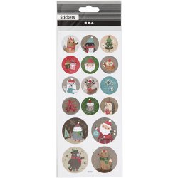 Stickers, jul, B: 30+40 mm, ark 10x23 cm, ca. 16 stk., 1 ark