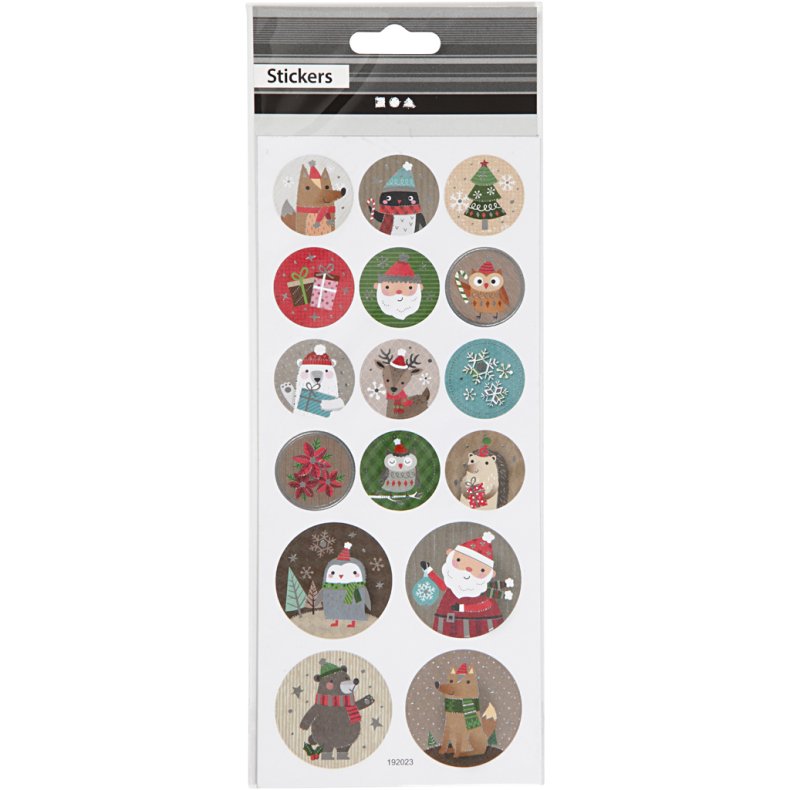 Stickers, jul, B: 30+40 mm, ark 10x23 cm, ca. 16 stk., 1 ark