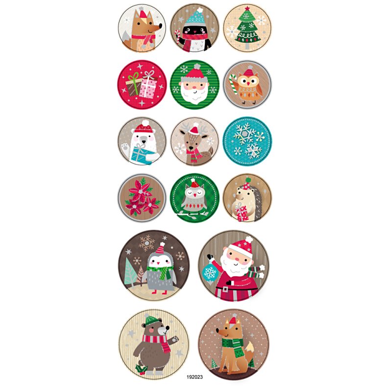 Stickers, jul, B: 30+40 mm, ark 10x23 cm, ca. 16 stk., 1 ark