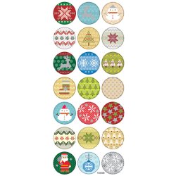 Stickers, julebroderi, ark 10x23 cm, ca. 21 stk., 1 ark