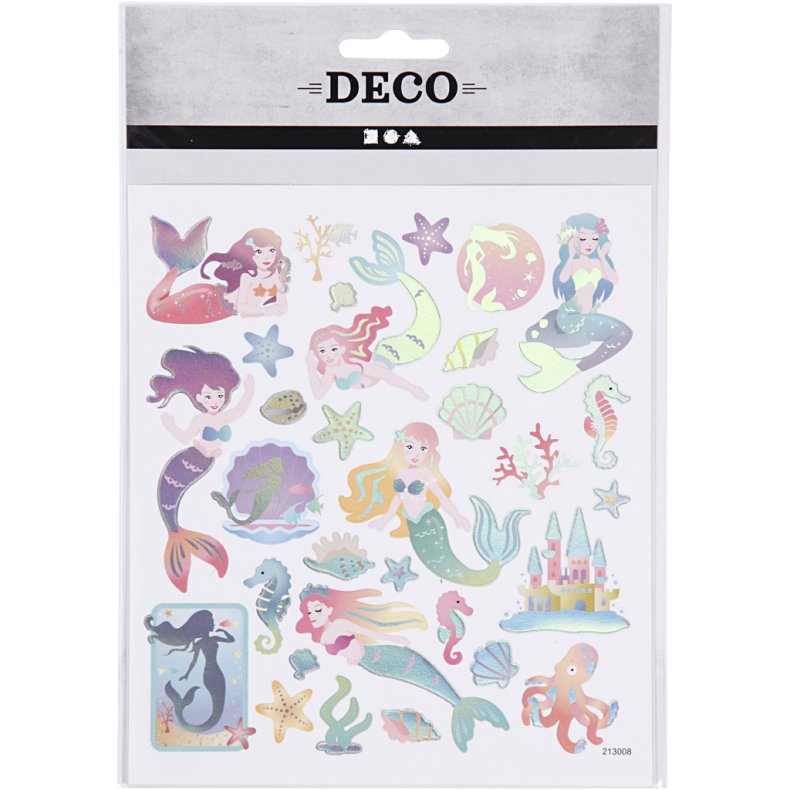 Stickers, havfruer, ark 15x16,5 cm, ca. 32 stk., 1 ark