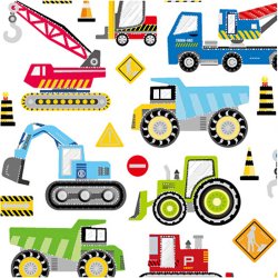 Stickers, byggeplads k&oslash;ret&oslash;jer, ark 15x16,5 cm, ca. 36 stk., 1 ark