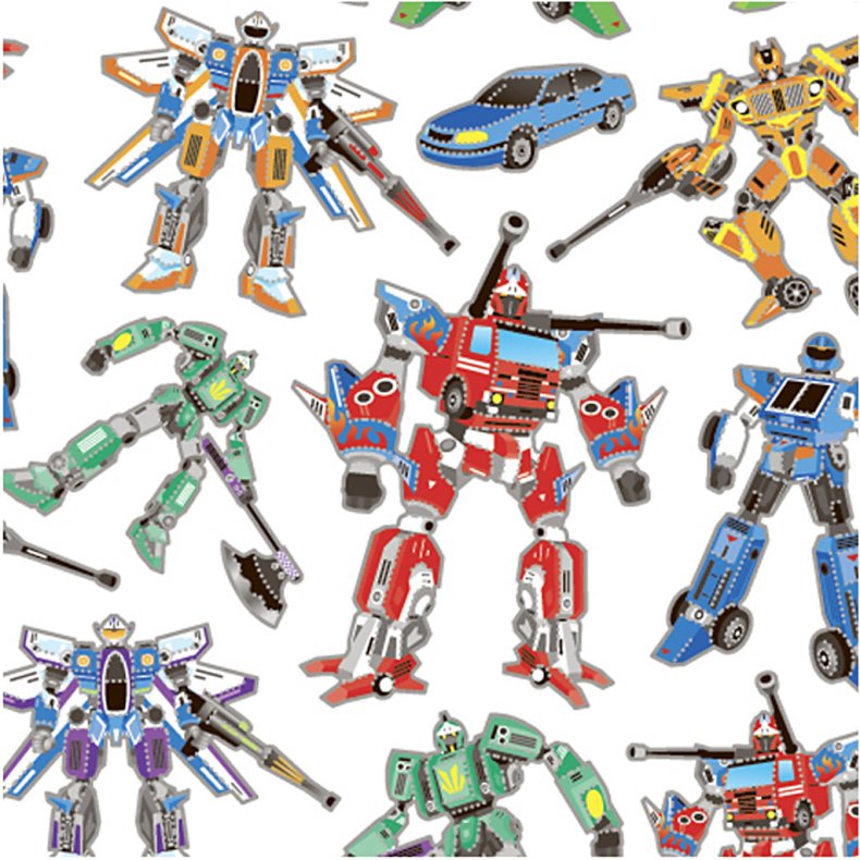 Stickers, transformers, ark 15x16,5 cm, ca. 19 stk., 1 ark