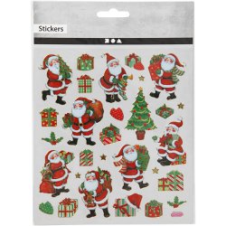 Stickers, klassiske julefigurer, ark 15x16,5 cm, ca. 29 stk., 1 ark